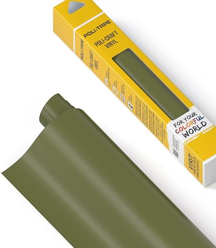 POLI-CRAFT Vinyl Klebefolie (PERMANENT) - selbstklebende Plotterfolie für DIY-Projekte, Oliv matt, 30,5 cm x 183 cm
