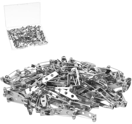 100 agujas de broche vienen con una caja de 25 mm de plata imperdibles de seguridad para joyas, manualidades y manualidades