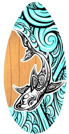 Fenteer Skimboard Tavola Skimboard Tavola da Surf Tavola da Sabbia Tavola da Spiaggia in Legno con Rivestimento Lucido Adatto a Bambini Adolescenti Adulti Pri, Squalo D'onda