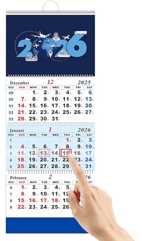 Calendario De Pared 2026-2027 - Planificador De Horario Del Hogar De 3 Meses - Calendario Con Visualización En Vertical | Para El Hogar La Familia Los Amigos La Sala De Estar El Dormitorio Y Estudi