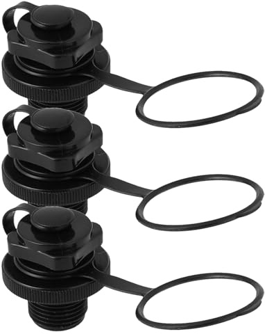 Cabilock Juego de 3 Tapones de Aire Espiral Antifugas para Válvulas Rosca Repuesto para Botes Inflables Kayaks y Colchones de Aire Color Negro sin Base Válvula de Desinflado Rápido