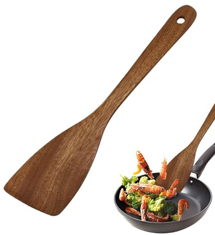 Set di utensili da cucina in ebano: cucchiaio da cucina con manico lungo incisibile, spatola antiaderente, mestolo resistente fatto a mano | Strumenti gourmet naturali per ristorante domestico