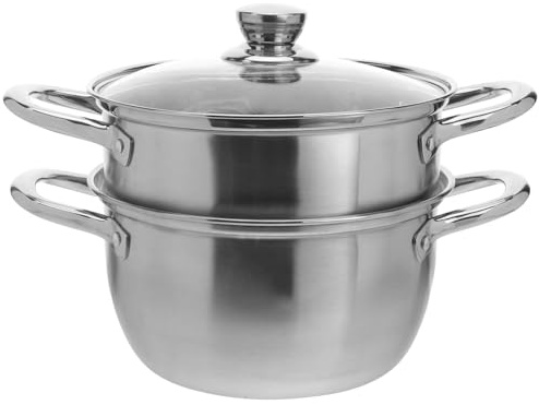 MUELODSIC Olla de Vapor de Acero Inoxidable Doble Capa 20 CM Vaporera de Alimentos Saludable Utensilios de Cocina para Cocinar al Vapor Compatible Todo Tipo de Estufas Almacenamiento