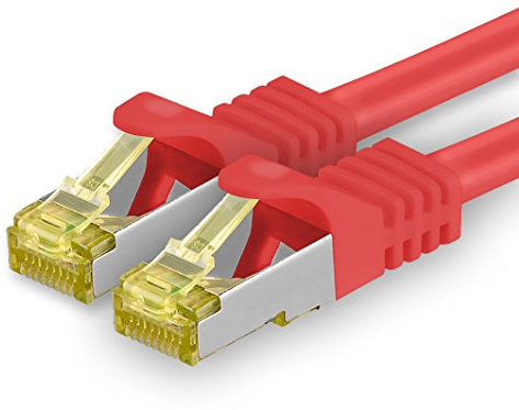 1aTTack.de Cat.7 Netzwerkkabel 5m Rot 1 Stück Cat7 Ethernetkabel Netzwerk LAN Kabel Rohkabel 10 Gb s SFTP PIMF LSZH Set Patchkabel mit Rj 45 Stecker Cat.6a