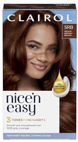 Clairol Nice’n Easy Crème, Natural Looking Permanent Hair Dye, 5RB Medium Reddish Brown, 177ml