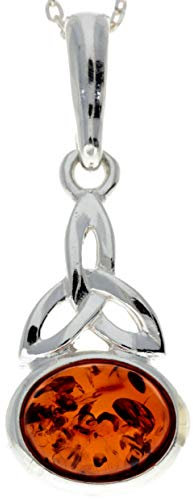 SilverAmber Jewellery Echter Honig baltischer Bernstein & Sterlingsilber Klassischer keltischer Anhänger ohne Kette – 1833