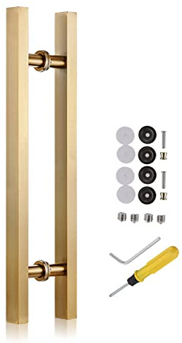 LSMK Maniglia Porta Maniglione per Porta d'ingresso Oro, Robusto Acciaio, Scorrevole da Fienile/Hardware del Cancello di Vetro, Porta Interna della Doccia della Cucina, Length 50 cm (20inch)