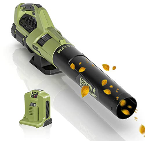 GREEN MACHINE Souffleur Feuilles 62V 18.5m³/Mins sans Fil, Puis. ouragan, Bat. et Chargeur, souffleur sans Fil sans Bal. 8 VIT., Bat. 4Ah+4A Rapide charg(Inclus), pour pelouses/Jardinage