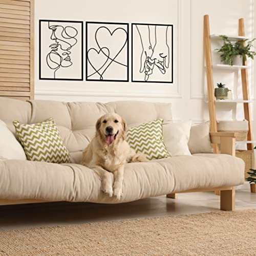 Tubibu Set di 3 decorazioni da parete in metallo, 100% metallo, decorazione da parete in metallo, da appendere alla parete, per soggiorno, camera da letto, dormitorio, sculture da parete di casa