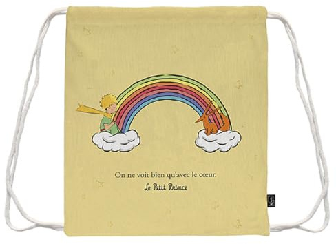 KIUB Aktivitetsryggsäck för barn - Little Prince som leker med regnbågens färger - storlek 34 x 30 cm, Vitt och blått