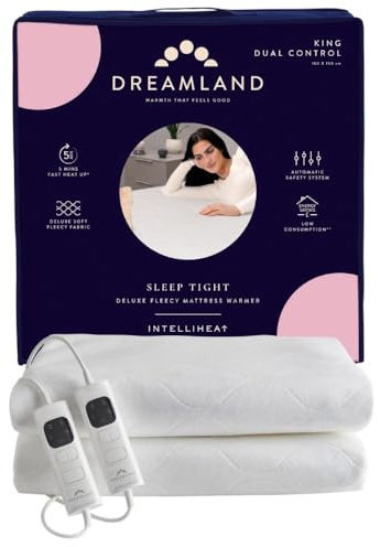 Dreamland Sleep Tight Electric Blanket – Premium Heated Fitted Underblanket with 6 Heat Settings, Fast Heat Up, Overheat Protection & Machine Washable, Timer, 160 x 150cm - King Size