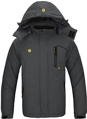 SwissWell Herren Winterjacke Wasserdicht Skijacke Warm Gefüttert Regendichte Jacke Winter Männer Outdoor Softshelljacke mit Kapuze Grau L