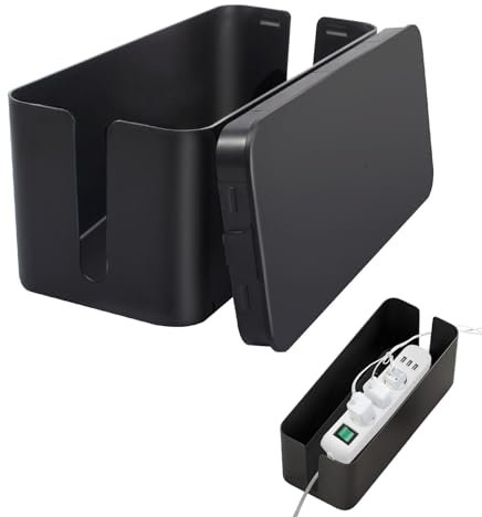 Figarge Kabelbox Kabelmanagement Box zum Kabel verstecken Mehrfachstecker Organisator Sie die Computerverkabelung lose Drähte Draht Organisator Box Schwarz