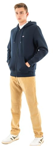 Tommy Jeans herr TJM REG S FLAG ZIP THRU DM0DM20743C1G003 dragkedja genom huvtröja, blå (Dark Night Navy), M, Blå (mörk natt marinblå), M
