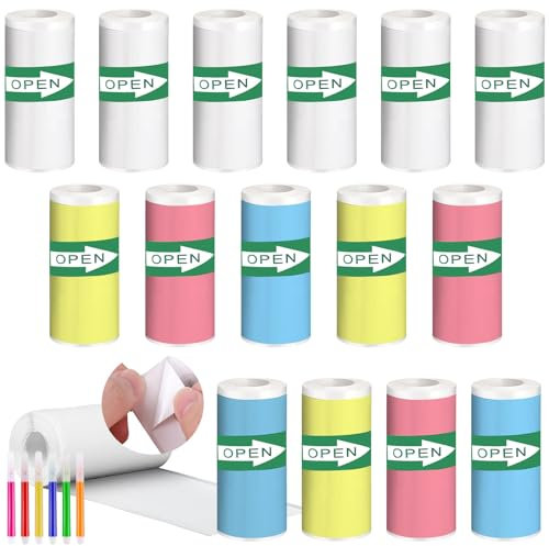 19 Rollen Mini Drucker Sticker mit Stift,Mini Thermal Printer Sticker,Thermopapier für Kinder Sofortbildkameras und Selbstklebender Bedruckbarer Aufkleber,Für Fotos,Notizen, (57mm * 25mm)
