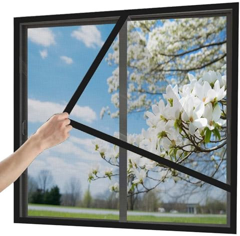 Fliegengitter Fenster, Selbstklebendes Fliegengitter für Fenster,Einfache Installation Verhindert das Eindringen von Insekten/Fliegen/Moskitos in den Raum, 50x100cm