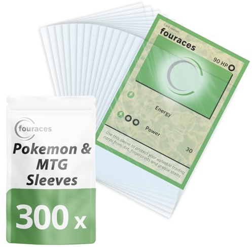 fouraces bustine protettive, 300 pezzi, 90 x 66 mm, per carte pokemon, magic the gathering, ultra slim, sleeves, per carte da gioco