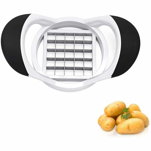 CHEFZOCO Pelador y Cortador de Patatas, Herramienta de Cocina para Frutas - Acero Inoxidable y Plástico Libre de BPA