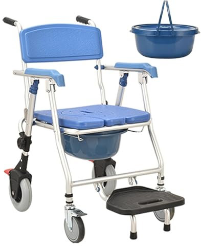Chaises percées de chevet, fauteuil roulant, siège de douche pliable à une touche, toilettes mobiles multifonctions à roulettes, chaise de douche, fauteuil roulant pour personnes âgées et handicapée