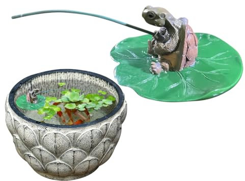 Turtle Statue, Mini Pond Decor, Resin Fishing Sculpture, Decorative Figure for Porch Display, Beach Room Accent, Home Patio Ornament, Lawn and Yard Decoration 61.48 Inches