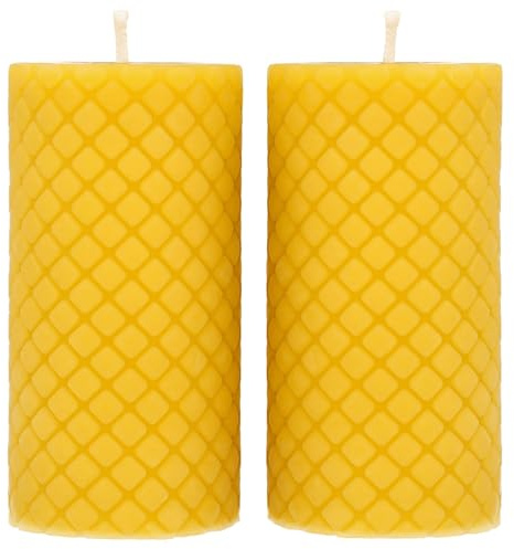 Danilovo Candele Cera d’Api Naturale al 100% - Decorazioni Casa Eleganti e di Alta Qualità - Candele Naturali Decorative e Sostenibili (2 pz, 5 x 10 cm, 20 Ore)