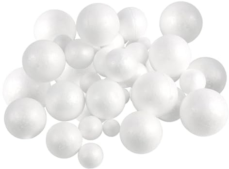 FONDOTIN 30 Pezzi Palline Schiuma per Decorazioni Natalizie Fai da Te Sfere Bianche in Polistirolo Varie Misure Creativo per Progetti Artigianali
