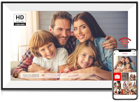 Frameo Digital Picture Frame 10.1 Inch Smart WiFi Digital Photo Frame, IPS Touch Screen, 32GB, Electronic Slideshow, Load from Phone App, Auto-Rotate, for Grandparents & Mothers Day