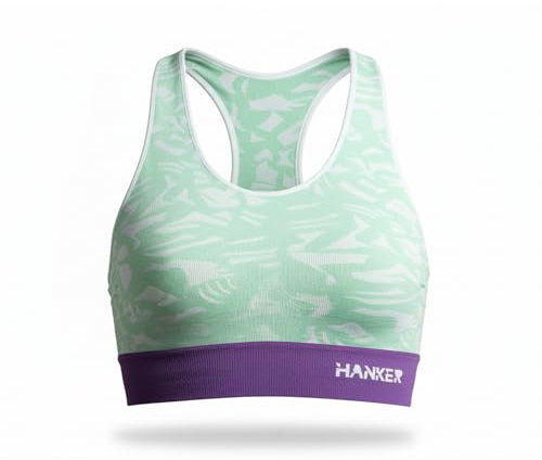 HANKER Top Deportivo Mujer de Alto Soporte con Espalda Cruzada – Sujetador Deportivo cómodo, Transpirable y sin Costuras (FR/ES, Letras, L, Regular, Regular, Verde)