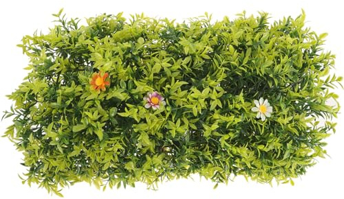 WESIEVYA Artificial Plant Wall Panels with Flowers Faux Greenery Privacy Screen Indoor Outdoor Wall Decor Grass Backdrop Mat for Home and Garden