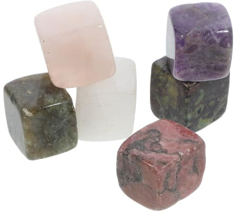 SHOWERORO Piedras de Whisky de Cristal Reutilizables para Enfriar Bebidas, Cubitos de Hielo de Cuarzo Rosa de 0.8 Pulgadas, Set de Obsequio para Mujeres 6 Colores Variados