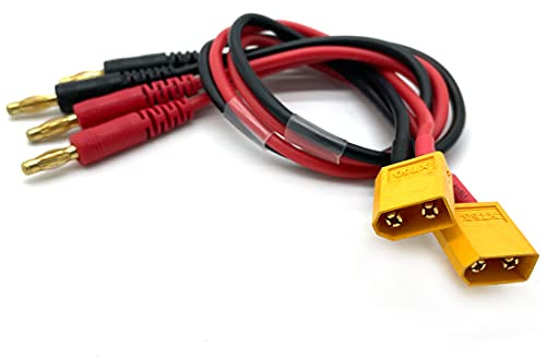FLY RC XT60 Connector Plug -> 4mm Banana Plugs Battery Charge Lead Adapter Cable(pack of 2)