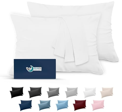 Dreamzie Fundas de Almohada (Juego de 2) - para Las Almohadas 50 x 70 cm, Blanco Alabastro, Microfibra (100% Poliéster) - Fundas de Cojines de Calidad con una Suavidad Incomparable