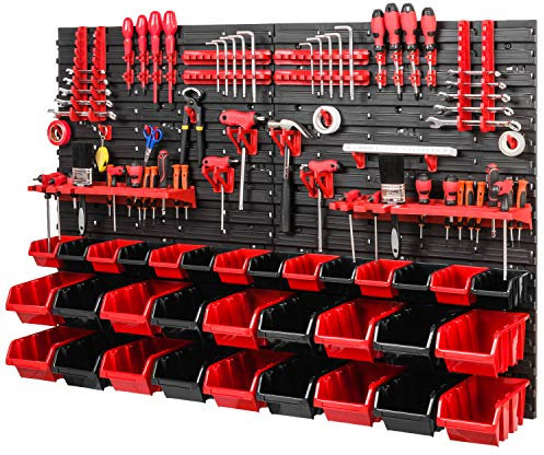 PAFEN Lagersystem 780x1152mm Stapelboxen Wandregal 40 Halterungen Sichtlagerkästen Schüttenregal 32 Boxen 2 Fächer
