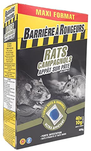 BARRIERE A RONGEURS Rats & Campagnols - Appât sur pâte Maxi Format 400 g, Nicht Zutreffend