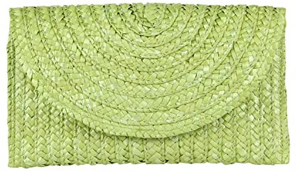 EVEOUT Carteras de Mano Clutches de Paja Tejida para Mujer Monedero de Verano Bolsa de Vacaciones en la Playa Verde