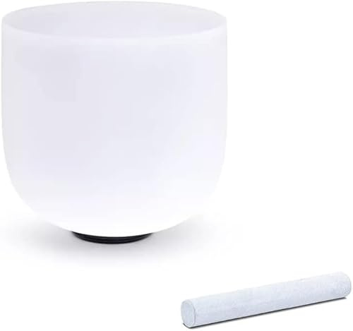 KEMNGO 6 A/B Note Crystal Singing Bowl for Sound Healing Meditation, Frosted Quartz Crystal Singing Bowl with Suede Striker and O-ring (Size : B Note)