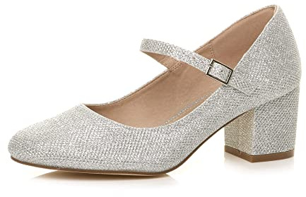 AJVANI Womens Ladies mid Block Heel Strap Work Evening Party Mary Jane Court Shoes Size 8 41