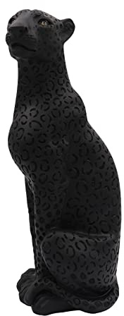 Polyroyal Cheetah Statue - Black Panther Leopard 11”H Resin Modern Animal Sculpture Figurine for Desktop Table Top Decor