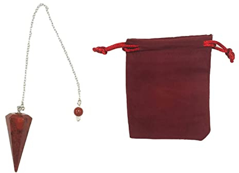 Jasper natursten pendel, kristallpendel, vintage sexkantig kristallpendel för radiestesi, pendel chakra reiki spådom wiccan meditation (röd)
