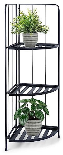 Vilde Eck-Pflanzenregal Eck-Blumenregal Pflanzenständer Blumenständer Pflanzentreppe aus Metall schwarz 90 cm