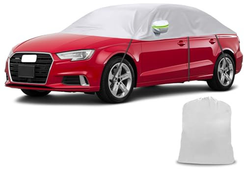 Autoabdeckung Wasserdicht Ersatz für Audi A3/S3 Cabriolet 2008-2012, Halbgarage, Autohülle Autoplane, Winddichte Halbabdeckung für Allwetter, UV-Beständige Vollgarage Regen Sonne Staub Schutz, Silber