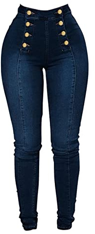 Womens High Waisted Stretchy Skinny Colombian Jeans Double Breasted Curvy Slim Fit Totally Shaping Butt Lifting Tummy Control Denim Jean Leggings with Pockets Light Blue