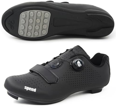 Zapatillas de Ciclismo para Hombre y Mujer, Adulto Unisex, Suela de Goma Respirables Antideslizantes, Exterior Sin Sistema de Bloqueo