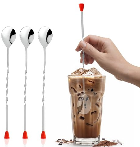 OCS Parts 11-Inch Stainless Steel Bar Spoons | Set of 3 | Easy Grip Mixing Spoons for Mixing Drinks, Cocktails, and Coffees | Dishwasher Safe