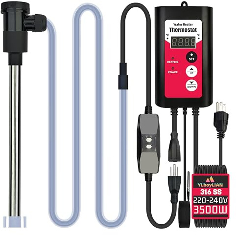YLboyLIAN 3500W Immersion Water Heater Portable Electric Large Swimming Pool & Hot Tub Fully Submersible Water Heater with Thermostat, GFCI Leakage Protection for Bathtub, baptismal pool,inground pool