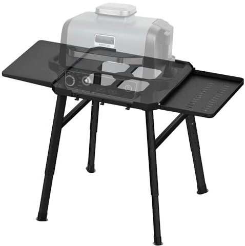 Ninja Woodfire Support de barbecue pour four extérieur Ninja Woodfire et support de barbecue, support mobile, avec table d'appoint, support de four à pizza, accessoires de barbecue