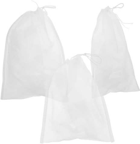 BEBEMOKO 3 Pezzi Filtro Rete Per Acquario Scolapiatti Per Alimenti Colini e Colapasta Sacchetto Per Mezzi Filtranti Colino Da Tè Colapasta Pieghevole Setaccio Beige Nylon
