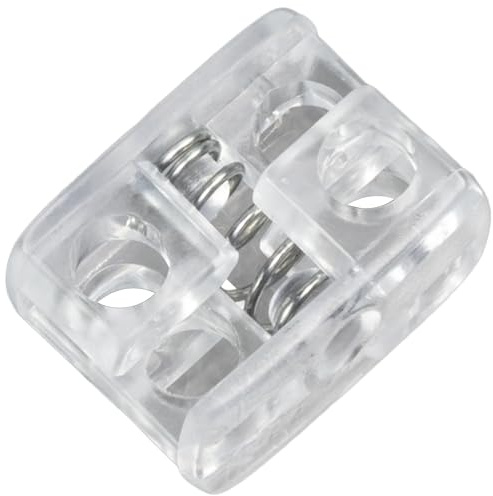 AERZETIX - Set di 12 Fermacorda con molla a 2 fori - apertura 4.5mm - stopper cordone - in plastica - colore bianco trasparente - abbigliamento sportivo zaini artigianato