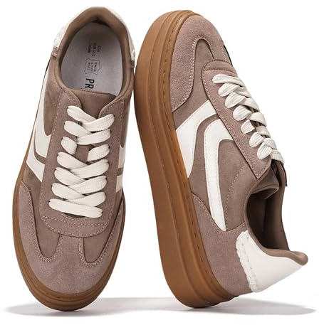 Project Cloud Platform Sneakers for Women Footwear - Memory Foam Insole Womens Shoes, Lightweight and Non-Slip Sole Lace Up Fashion Sneakers for Women 2026 (Volley, TAUPMULT,11) Taupe Multi
