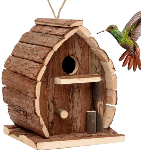 JIEBWCHA Casas de Aves para Exterior | Casas para Aves de Exterior - Decorativa Caja de Madera Refugio para Balcón Jardín Patio